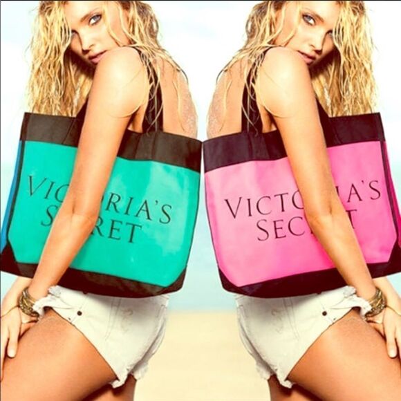 👜 Victoria’s Secret Color Block Tote - Pink and Red - 21” x 6” x 15” - Picture 1 of 5